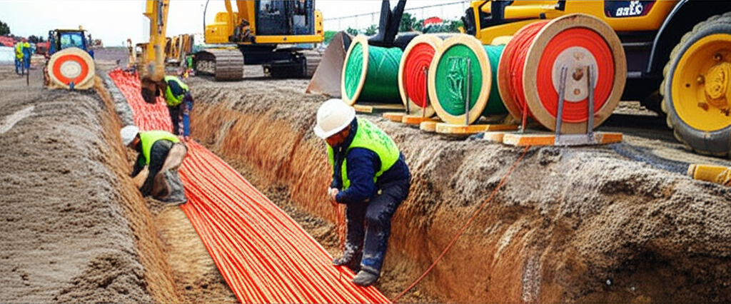 Glasfaser-Verlegung und Tiefbauarbeiten